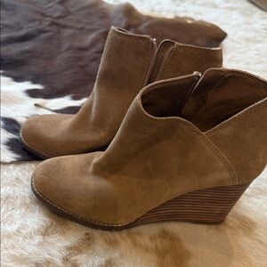 Lucky Brand Brown Suede Wedge Booties